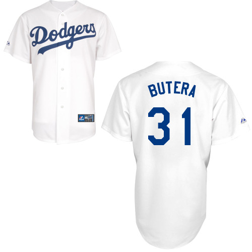 Drew Butera #31 MLB Jersey-L A Dodgers Men's Authentic Home White Baseball Jersey